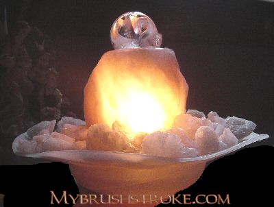 Lighted Rose Quartz Gemstone Water Fall - Fountain with Rolling Ball