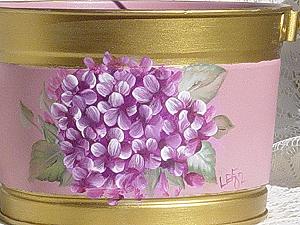 Close Up of Pink Hydrangea Bucket