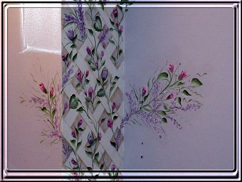 Hand Painted Garden Lattice On Wall